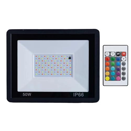 Renchey Luminarias LED Exteriores Inundación,Focos Exteriores Impermeables | Mando A Distancia RGB Cambio de Color Impermeable Luminoso para Jardín Terraza