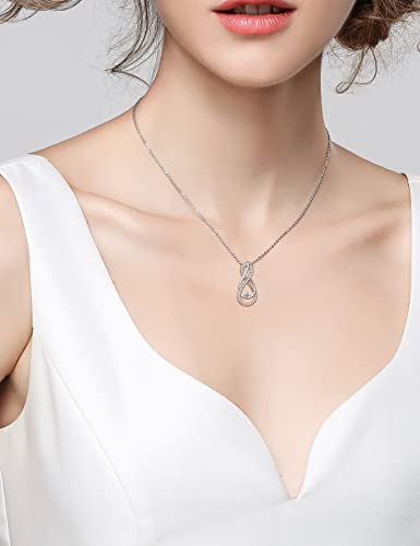 Silvernana Moissanite Necklaces For Women Lab Created Diamond Infinity Necklace 18K White Gold Plated Sterling Silver Pendant Necklace #TOP5