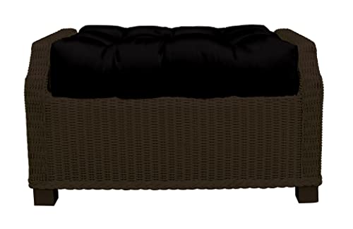 RSH DECOR: Tufted Ottoman Cushion | 22\" x 20\" | Sunbrella Performance Fabric | Water-Resistant | Outdoor Replacement Cushion for Patio Furniture | Canvas Black - Made in USA - Thumbnail 3