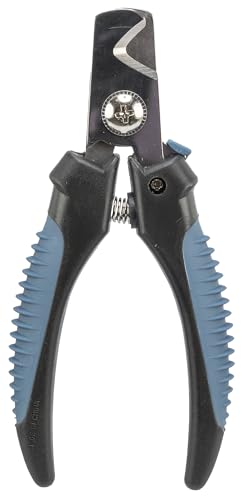 TRIXIE Krallenschere für Hunde, Katzen, Kleintiere und Vögel - Sicherheitsverschluss - Begrenzung verhindert starkes kürzen - Edelstahl - gummierte Kunststoffgriffe - schwarz/blau - 13 cm - 2371