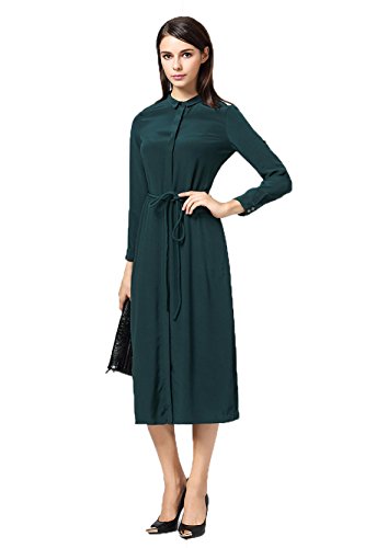 Chemise de nuit lingerie YALI vert foncé taille XL en satin fluide