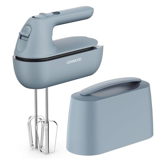 Kenwood QuickMix Go HMP40.000GY, draagbare elektrische handmixer met geïntegreerde tas, garde en deeghaak van roestvrij staal, 5 snelheden, van gerecycled kunststof, 350 W, Storm Blue