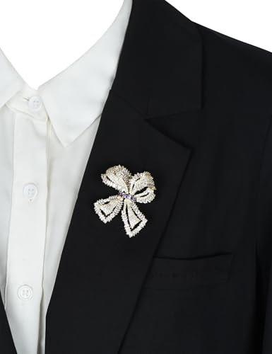 Image of Elegant Love Bow Brooch Micro Pave Cubic Zirconia Bowknot Wedding Bride Mother Brooch Pin Ribbon Shape Jewelry Brooch Breastpin