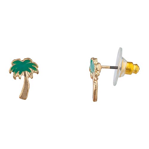 Lux Accessories Gold Tone Tropical Tree Pink Flamingo Yellow Pineapple Earrings3