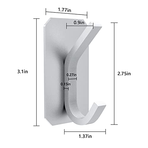 Bathhold Adhesive Towel Hooks Wall Hooks Wall Mount For Hanging Heavy Duty For Coat, Robe, Hat And Key Stick On Bathroom, Home, Office, Kitchen, Door - Sliver Space Aluminum -8 Packs #TOP1
