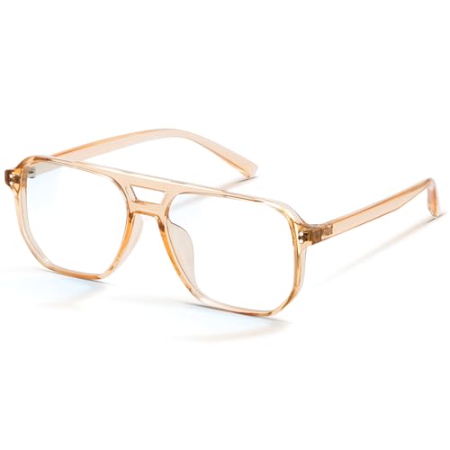 Image of livho Retro Aviator Blue Light Blocking Glasses for Women Men with Soft Case, Trendy Rectangle Computer Eyeglasses