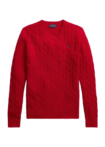 Polo Ralph Lauren Damen Pullover Zopfmuster Strickpullover Rundhals Rot S