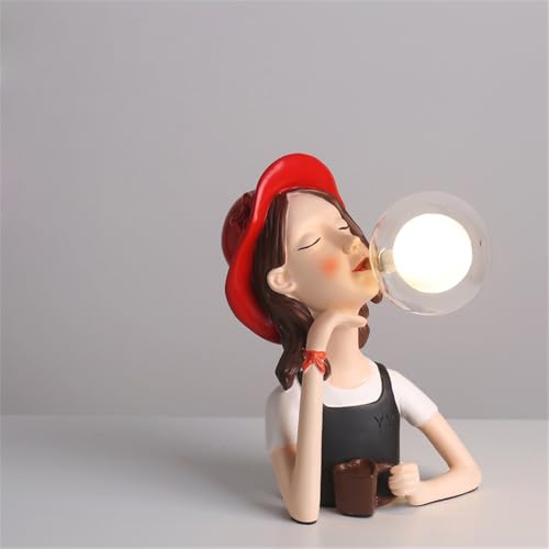 Lámpara de Mesa de Resina nórdica Moderna, Creativa, de Cristal, con Dibujos Animados, luz LED Decorativa Lateral (1 Unidad)