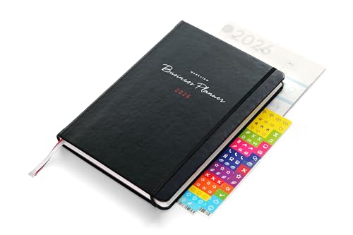 weekview Business Planner 2026 A5+ – Professioneller Personal Organizer & Erfolgsplaner | Wochen- & Quartalsplanung, Jahresziele, Business-Tools, Notizseiten (Black, Classic)