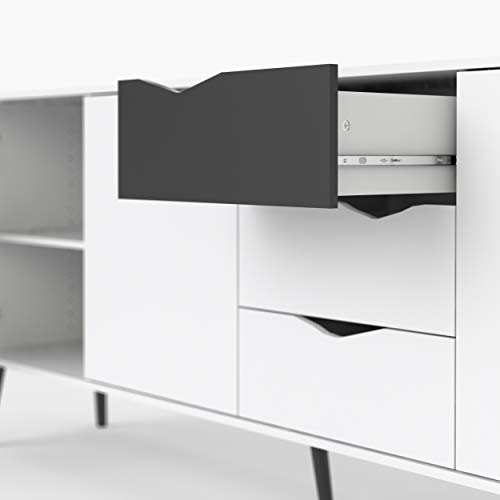 Tvilum Diana Sideboard With 3 Doors And 3 Drawers, White/Black Matte #TOP5