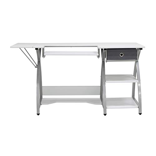 Sew Ready Venus Sewing Center, 56.75" W x 23.5" D x 30" H, Silver/White