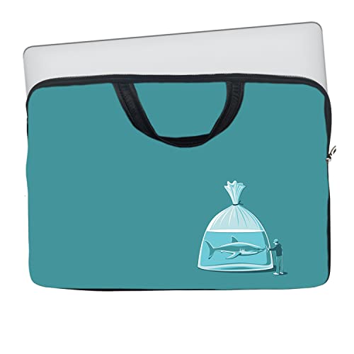 Image of TheSkinMantra Chain Laptop Sleeve Bag Compatible with Laptop /Macbooks /Chrombook /Notebook /Zbook (15.6 Inch [Handle], I Love Shark)