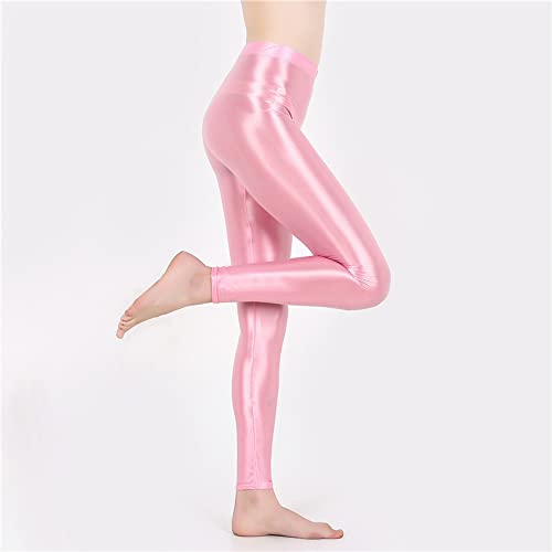 Image of cloudmall Women Sexy Semi Opaque Pantyhose Running Tights Yoga Leggings Oil Shiny Stocking