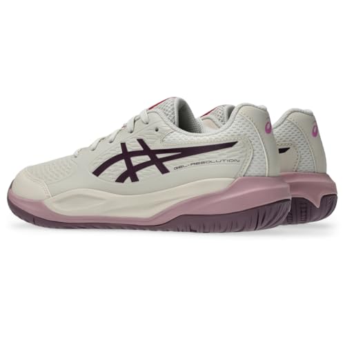 ASICS Kid's Gel-Resolution X GS Tennis Shoes, 4.5, Soft Oat/Dark Aubergine - image 4