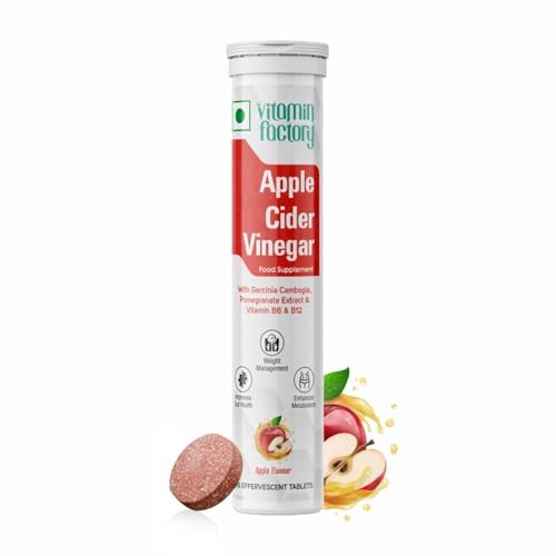 Apple Cider Vinegar with The Mother - Effervescent Tablets 1000MG AVC Enhanced with Garcinia Cambogia, Pomegranate Extract & Vitamin B6 & B12 Apple Flavour (15 Effervescent Tablets)