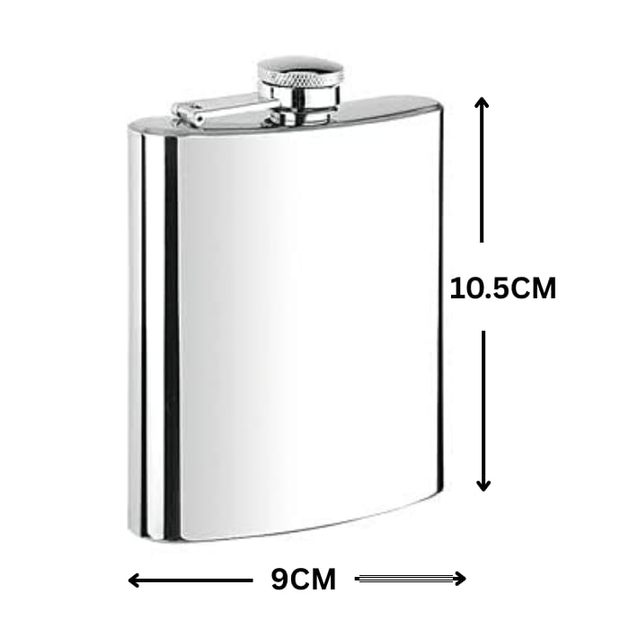 Image of Hip Flask with Peg Messurer Wine Flask Gift Set for Men & Women Stainless Steel (60ML+30ML Peg Messurer + Whiskey Flask) (Silver)
