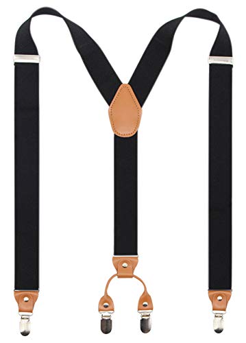 Timiot Men’s Y-Back 4 Metal Clip Elastic Wide Suspenders Perfect For Both Casual&Formal