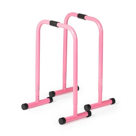 Titan Fitness Pink Dip Stand Station, Adjustable Height Upper Body Stabilizer Parallettes, Rated 300 LB for Tricep Dips, Pull-Ups, Push-Ups, L-Sits