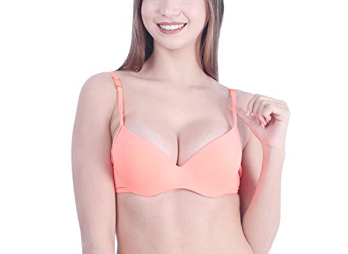 Image of Brachy Women's Poly Cotton Padded Wired Push-Up Bra (BCA ZLPU011 32A Glossy Fire Glossy Fire 32A)