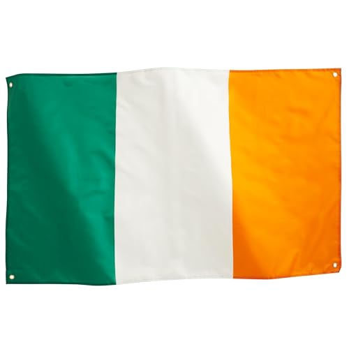 Runesol Drapeau Irlande, 91x152cm, St Patrick's Day, 3ft x 5ft, Bannière Tricolore, 4 œillets en Laiton dans Chaque Coin, Célébrations Irlandaises, Imperméable, Intérieur, Extérieur