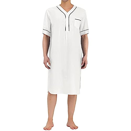 Chemise de nuit pour hommes en coton blanc taille S à XXXL