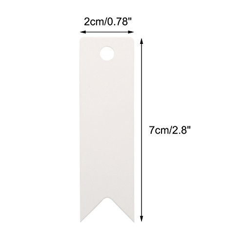 100Pcs Kraft Paper Tags With String Craft Gift Tags Mini Size 7 Cm X 2 Cm Wedding Brown Hang Tags With Jute Twine (White) #TOP1