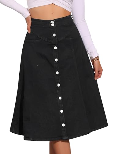 Jean extensible femme taille haute avec boutons mode denim Allegra K