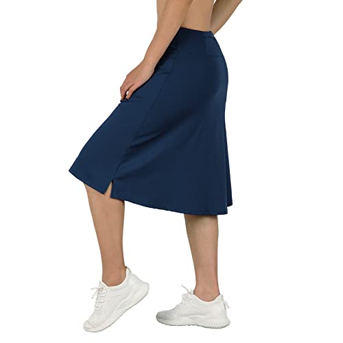Knee Length Skorts Skirts for Women with Pockets Midi Skirt with Built-in Shorts Golf Tennis Skirt for Casual4