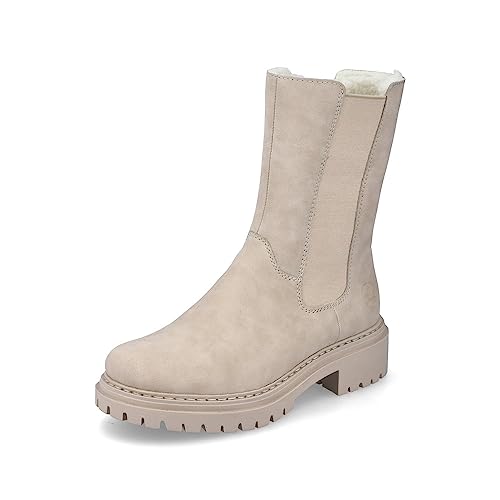 Rieker Damen Chelsea Boots 72683, Frauen Stiefeletten,Schlupfstiefel,hoch,Stiefel,Bootee,Booties,halbstiefel,Kurzstiefel,beige (62),39 EU / 6 UK