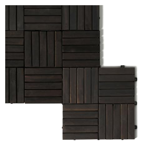 iWerk® – Holzfliesen Akazie 30 x 30 cm | 10er Set Balkonfliesen wetterfest mit EASY KLICKSYSTEM | Robuste Bodenfliesen für Terrasse, Balkon & Garten | Geschmackvoller Bodenbelag | Akazie Espresso
