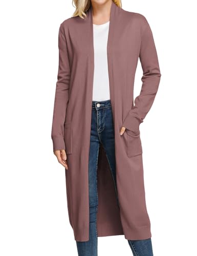 GRACE KARIN Essential Solid Open Front Maxi Long Knitted Cardigan Sweater for Women