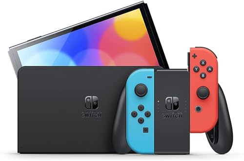 Image of Nintendo Switch OLED Model, Console with Joy-Con (Neon Blue & Neon Red)