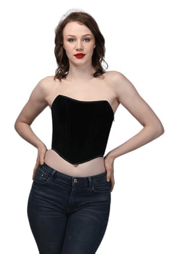 corset vogue Women’s Black Corset Top – Steel Boned Bustier Top for Women, Gothic Steampunk Waist Trainer, Sexy Lace-Up Corset for Party, Clubwear, Halloween, Renaissance-picture-5