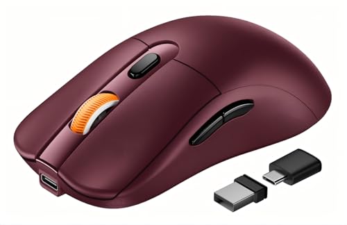 Image of ProtoArc EM15 USB C Mouse, Tri-Mode Bluetooth Mice for Laptop, Wine Red | 68g Ultra-Light, Full-Size Ergonomic Design, Silent Clicks, Rechargeable, Dual Receivers (Type-C & USB-A), for Windows, Mac