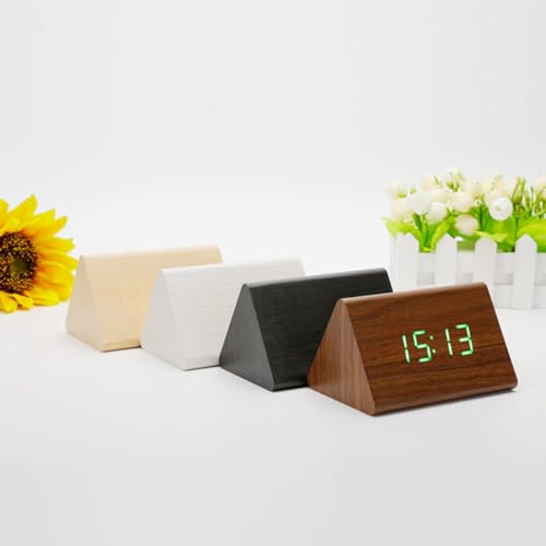 Reloj despertador de madera LED termometro integrado y tactil 5