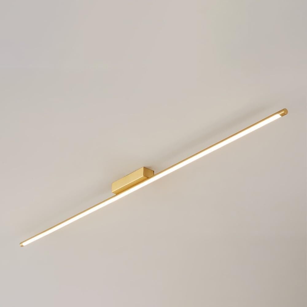 UQVUFIYJ Lámpara de techo italiana de tira larga semiempotrada, luz LED de 48 W, moderna lámpara de techo de cobre, luces lineales cercanas al techo for sala de estar, dormitorio, pasillo, cocina, mod