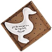 CGB Giftware Duck Shaped Ring Dish | Gift Boxed | Jewellery Holder Organiser Plate | White | 'Give The Ones You Love the Wings to Fly' | Gift For Her | Send With Love GB05746