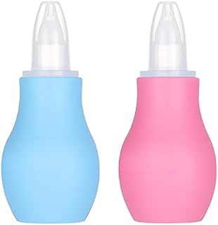 Firtink 2 Packs Baby Nasal Aspirator, Nasal Aspirator Newborn, Baby Nose Sucker Baby Nose Cleaner Baby Nasal Cleaner Mucus Removal for Newborns&Toddlers(Pink+Blue)