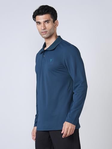 Image of TECHNOSPORT Men Solid Polo T Shirt Slim Fit Short Sleeve Polyester Branded T Shirt for MenSports Men Workout Casual