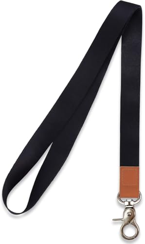 HONZUEN Long Neck Lanyard Leather Keychains with Metal...