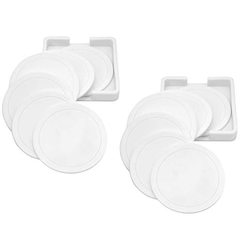 TOPZEA 12 Pack Drink Coasters with 2 Holders for Any Table Type Silicone Coaster Fits Any Size Cup Mug or Glasses to Protect Furniture from Water Marks Scratch and Damage 354 D White