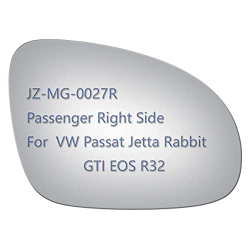 Jzpower Side Mirror Glass Fit For Volkswagen Vw Passat Jetta Rabbit Gti Eos R32, Passenger Right Side Rh Replacement Rearview Convex Glass, Non Heated Including Adhesive #TOP17
