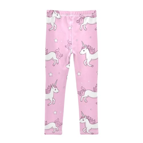 Cute Unicorn Girls' Leggings Toddler Doodles Pink Kids Yoga Pants Dance Active Tights 4T2