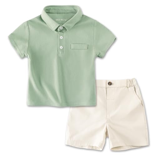 Image of Volunboy Baby Boy Summer Clothes Short Sleeve Polo Shirts Shorts Set Pique Beach Outfits
