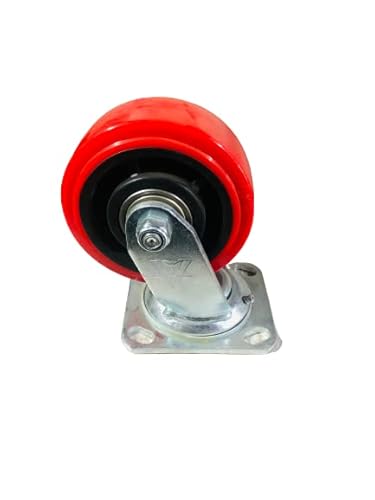 Aliza industries Red Pu heavy duty castor wheel 4 inch (Swiv...