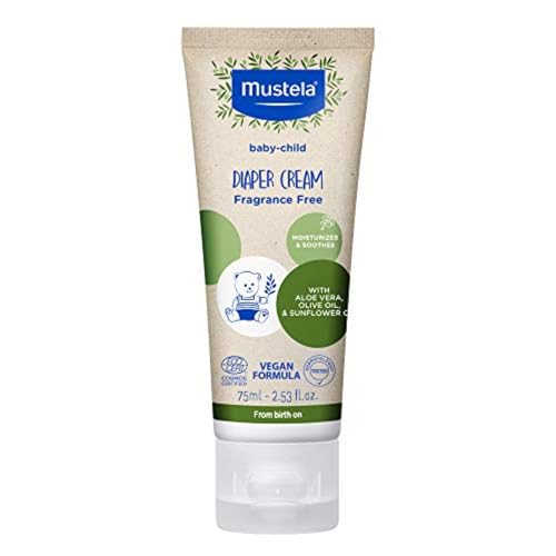 Image of Mustela Baby Natural Diaper Cream - with Olive Oil, Aloe Vera & Sunflower Oil - Fragrance Free, Vegan & EWG Verified - 2.53 fl. oz.