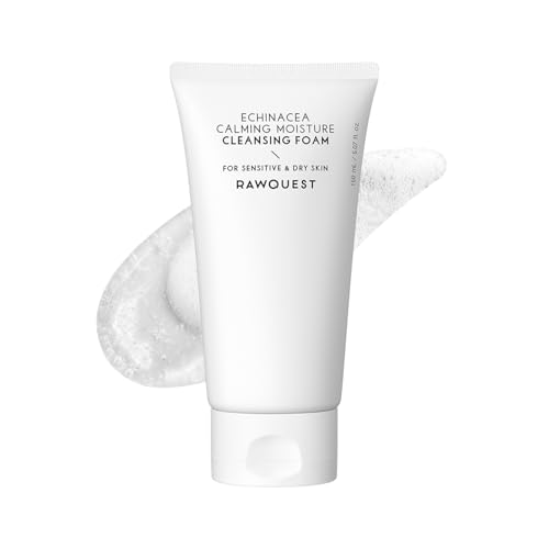 RAWQUEST Echinacea Cleansing Gel Foam, Gentle Effective Cleanser, Impurities Remove, Hydrating, Soothing w/Hydracell, Hyaluronic Acid, Propendediol, SkinCare for Dry Sensitive Skin 5.07 fl oz / 150ml