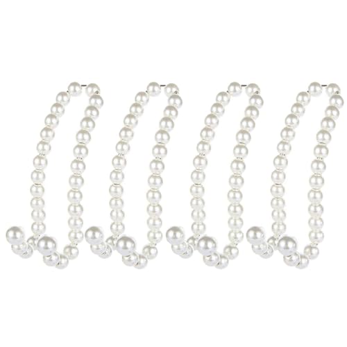 FAVOMOTO 4PCS Bow Car Seat Hangers, Heavy Duty Pearl Storage Hooks Universal Fit Pearls Car Vehicle Back Seat Hanger for Cute Car Accessories for Organizing