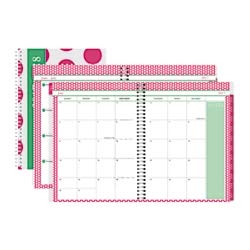 Divoga® Academic Weekly/Monthly Planner, 8 1/2" x 11", Pink Nautical Dot, July 2017 to June 2018