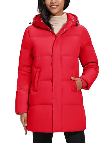 YUCOLEN Women's Long Winter Down Coats Puffer Thicken Parka with Hood Waterproof Warm Jackets Fashion Outwear DarkGrey S